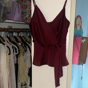 Astr Burgundy Wrap Camisole Top